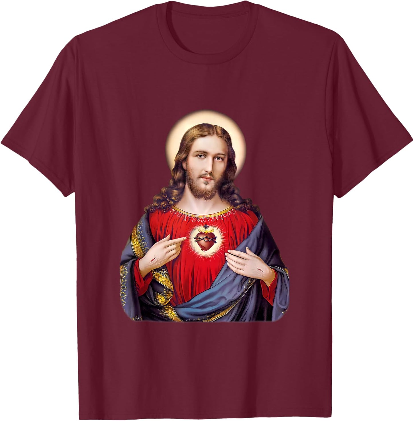 Sacred Heart of Jesus Christ T-Shirt - T-Shirt | Maroon