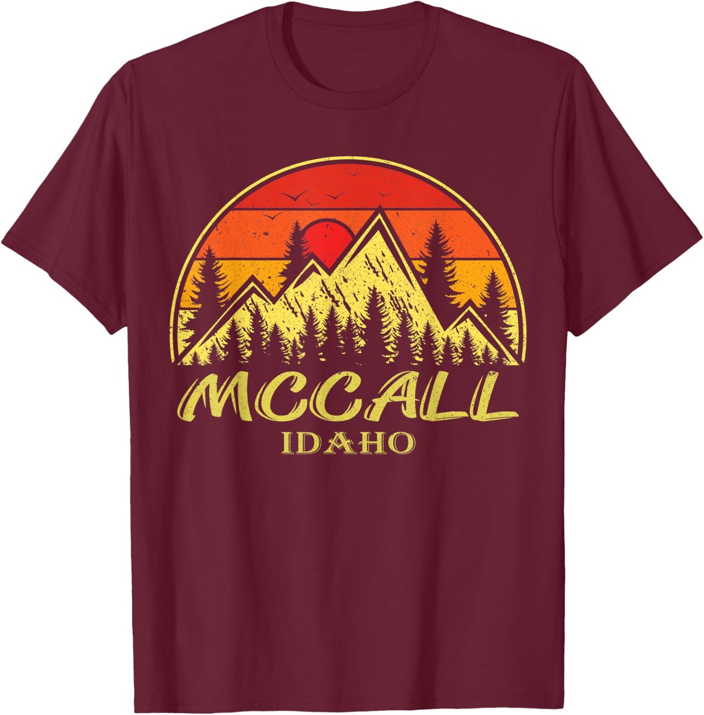 Vintage Mccall Idaho ID Mountains Hike Hiking Souvenir T-Shirt - T-Shirt | Maroon