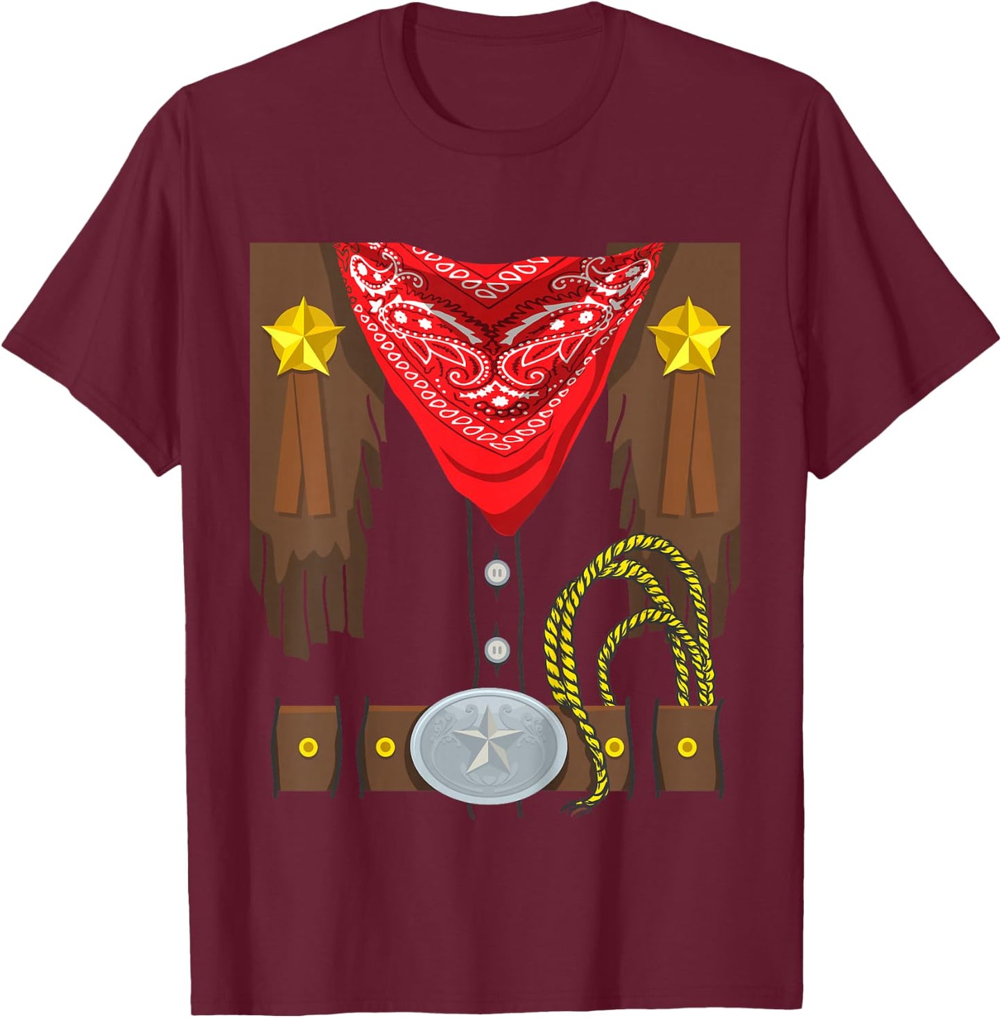 Kids Rodeo Outfit Halloween Costume Kids Cowboy T-Shirt - T-Shirt | Maroon