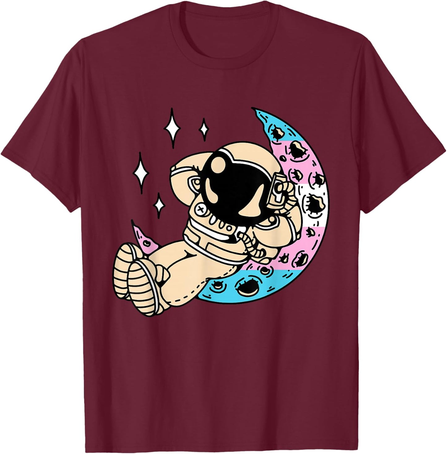 Transgender Astronaut LGBT-Q Space-man Moon Trans Pride Flag T-Shirt - T-Shirt | Maroon