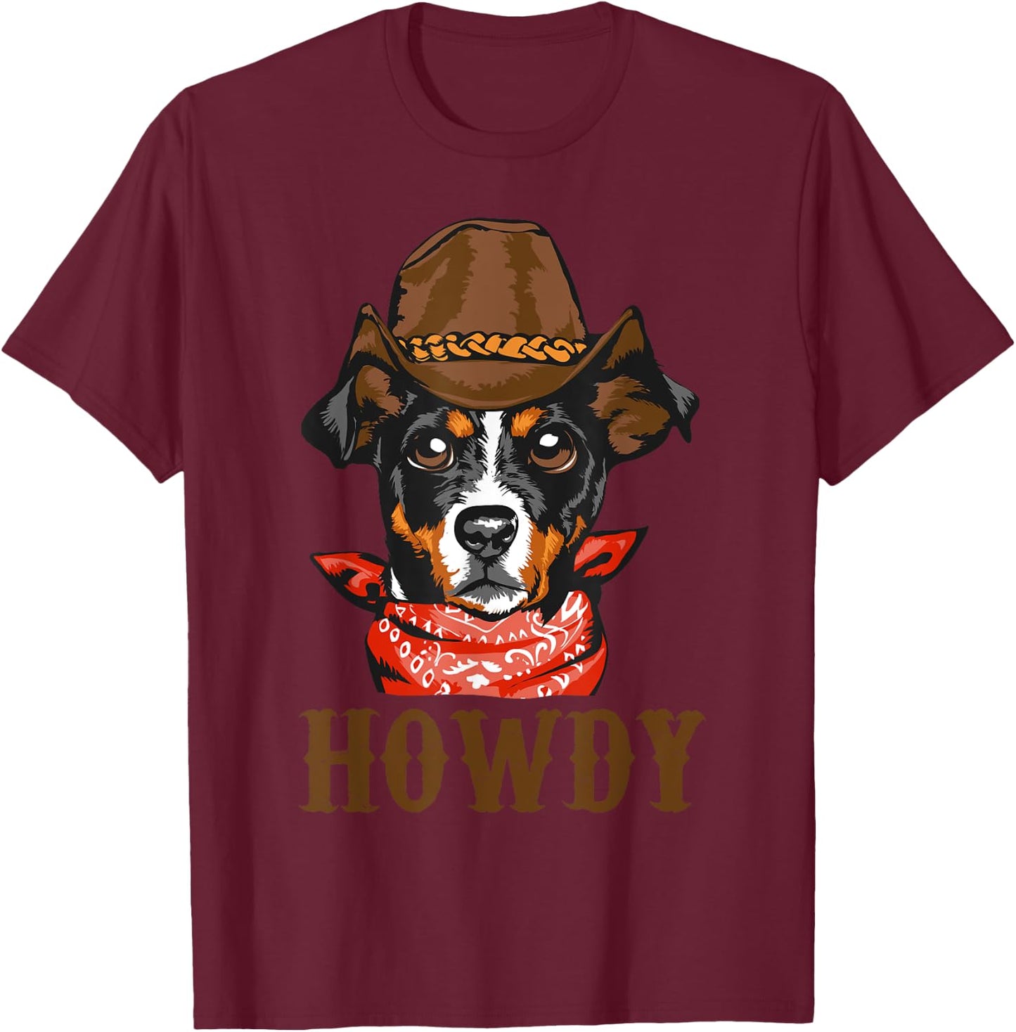 Western Country Southern Cowboy Cowgirl Howdy Dog Lover T-Shirt - T-Shirt | Maroon
