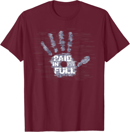 Paid in Full Jesus Nail Hand Print T Shirt Christian Gift T-Shirt - T-Shirt | Maroon