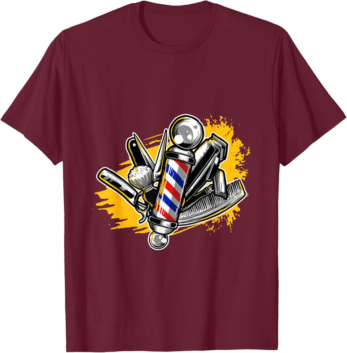 Lustige Friseur Barber Geschenke Barber Barbershop Pole Tools - Men's Black Small Modern Short Sleeve Cotton Blend - Hairdressers, Barbers, Salon Professionals T-Shirt - T-Shirt | Maroon