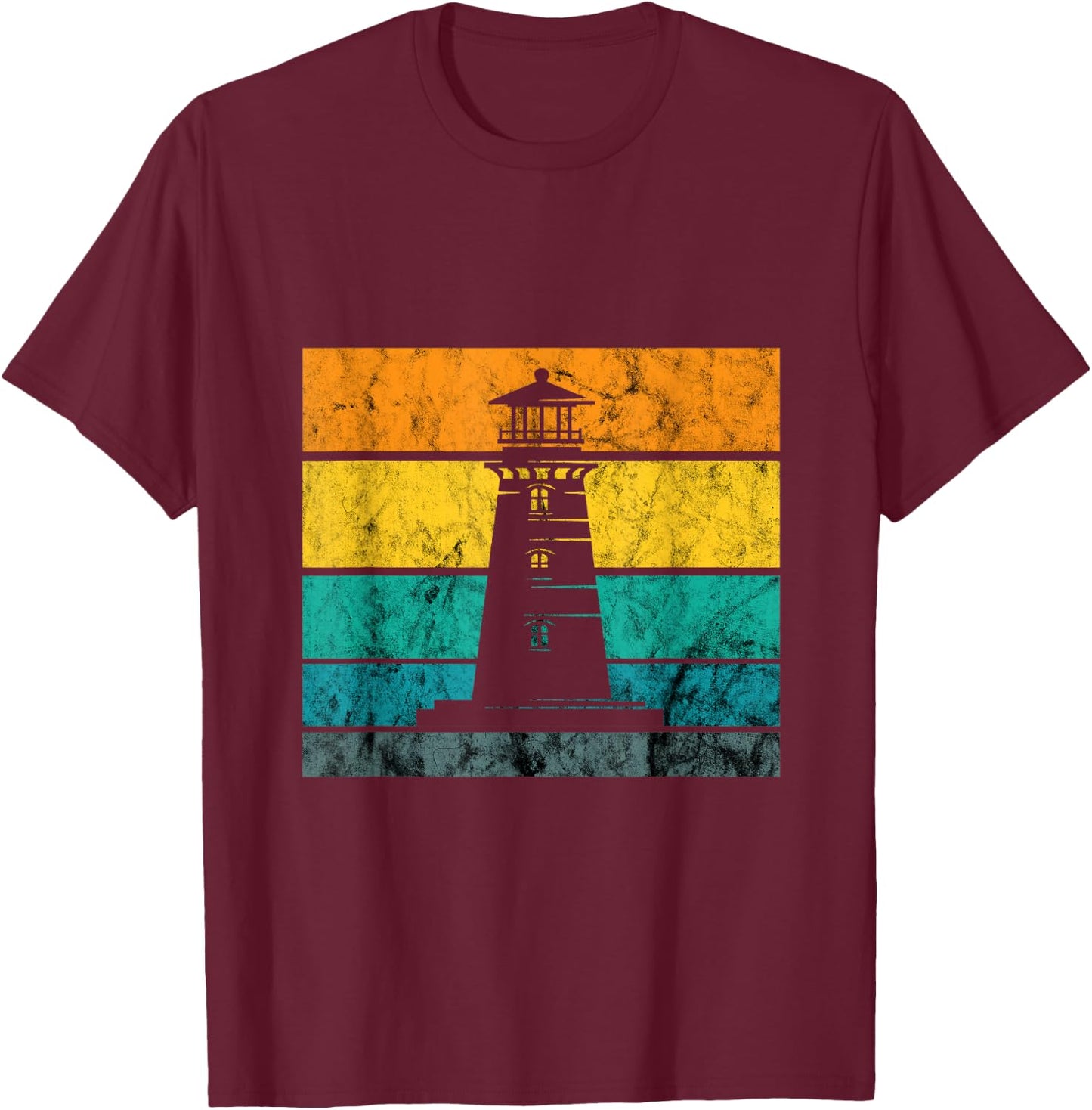 Lighthouse Retro Vintage Beach Seaside Life Sailing Sea T-Shirt - T-Shirt | Maroon