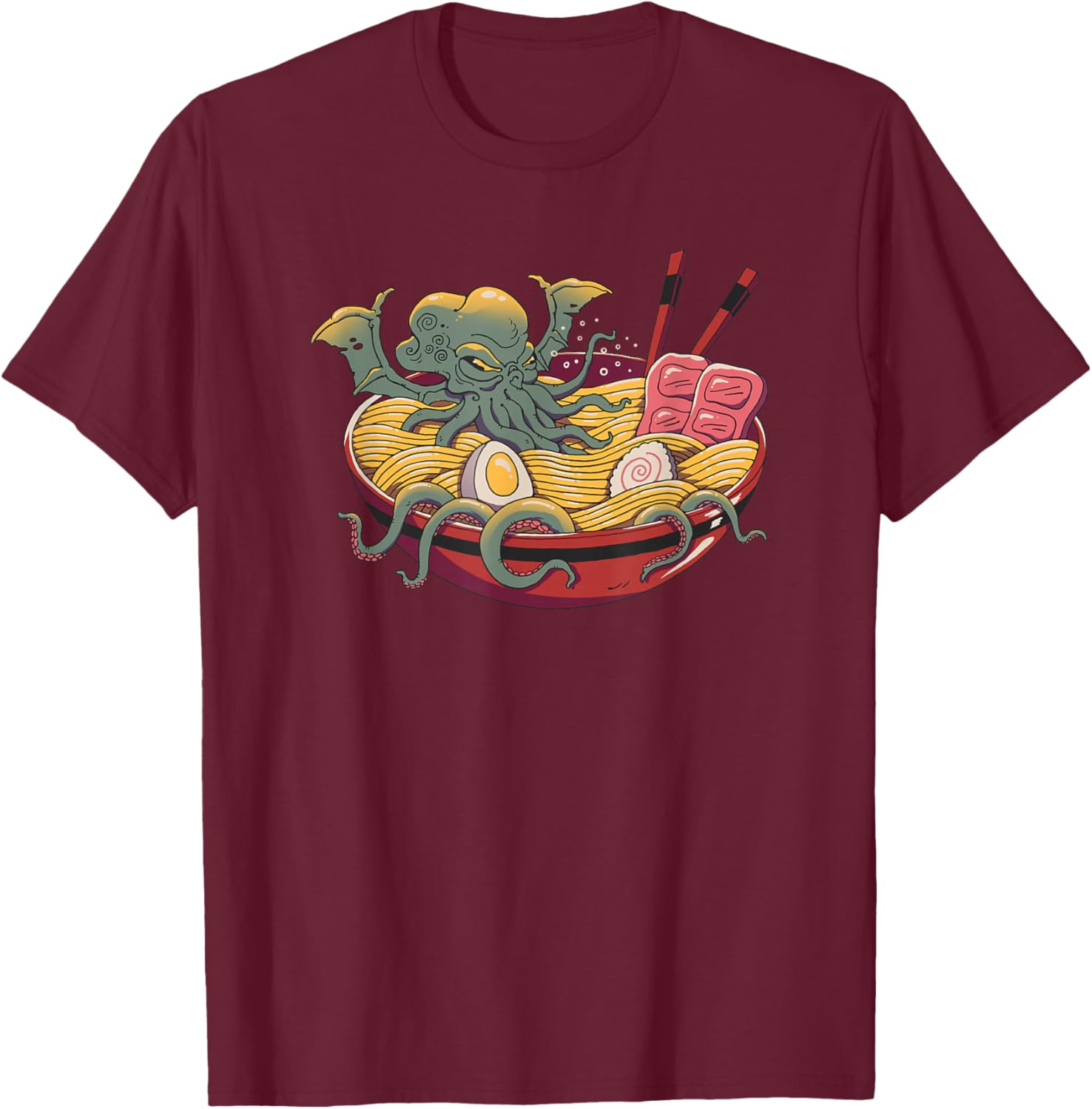 Ramen Cthulhu T-Shirt - T-Shirt | Maroon