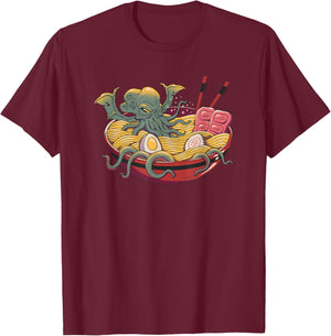 Ramen Cthulhu T-Shirt - T-Shirt | Maroon