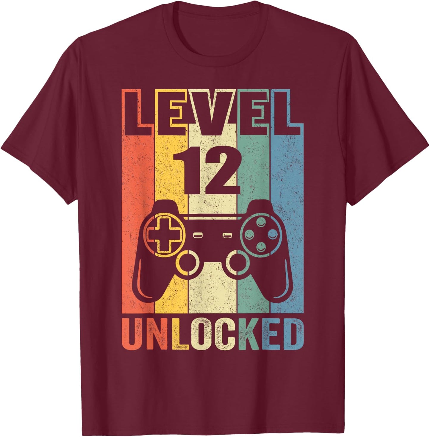 Level 12 Unlocked Shirt Funny Video Gamer 12th Birthday Gift T-Shirt - T-Shirt | Maroon