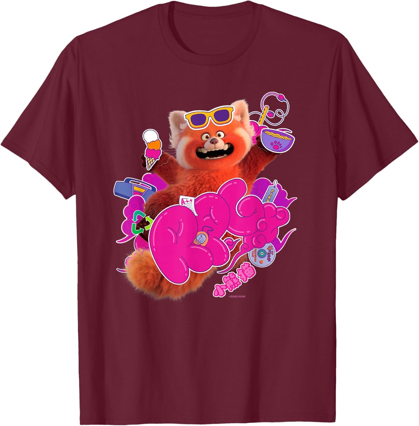 Disney and Pixar’s Turning Red RPG Cute Panda T-Shirt - T-Shirt | Maroon