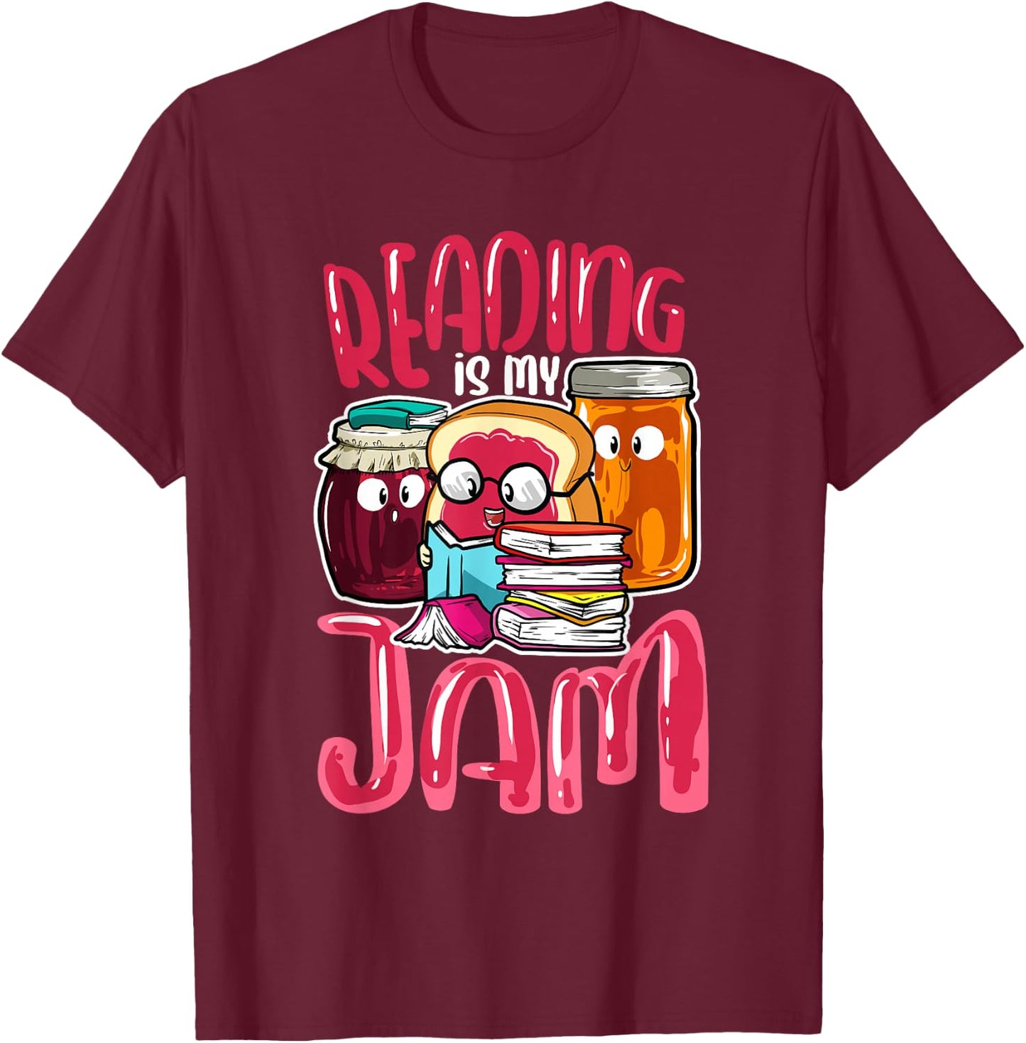 Kids Teacher I Love to Read Books Reading Is My Jam T-Shirt - T-Shirt | Maroon