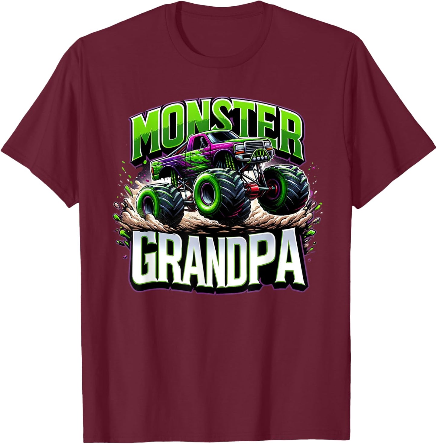 Monster Truck Race Racer Driver Grandpa Father's Day T-Shirt - T-Shirt | Maroon
