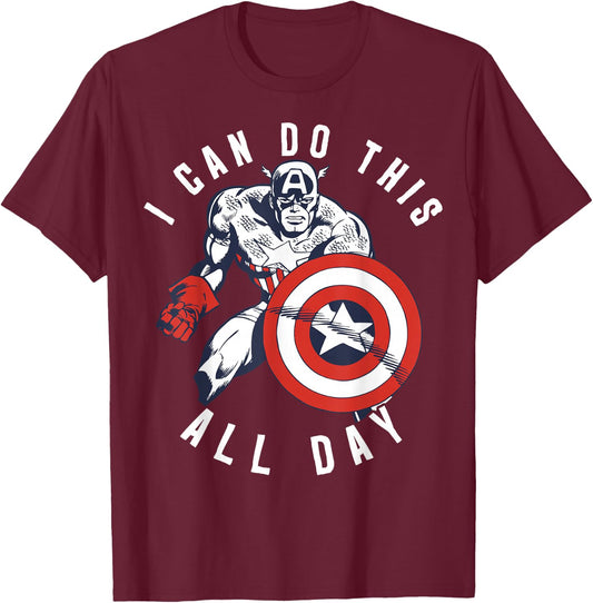 Marvel Captain America Do This All Day Vintage Portrait T-Shirt - T-Shirt | Maroon