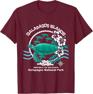 Galapagos National Park Ocean Reserve Green Sea Turtle T-Shirt - T-Shirt | Maroon