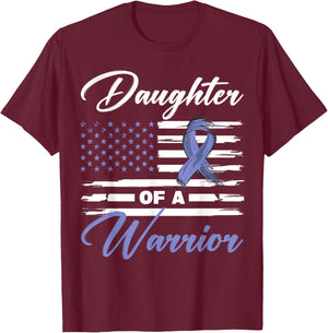 Daughter Of A Warrior USA Flag Gastric Cancer Awareness T-Shirt - T-Shirt | Maroon