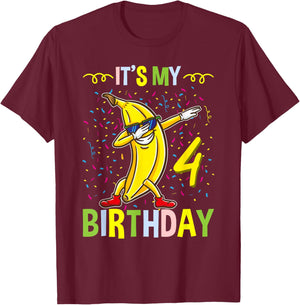 Its My 4th Birthday Banana for Banana Lover T-Shirt - T-Shirt | Maroon