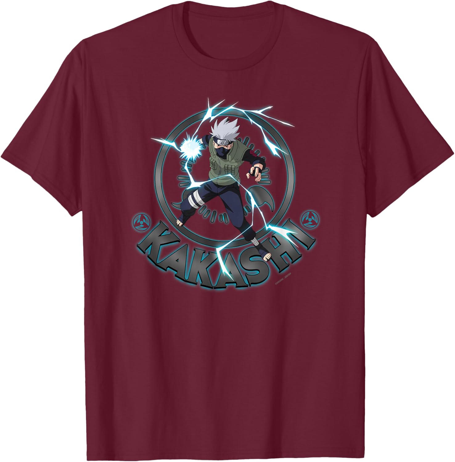 Naruto Shippuden Kakashi Lighting Circle Small T-Shirt - T-Shirt | Maroon