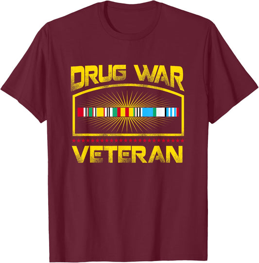 Veteran Shirt Drug War Men Women Teens USA Freedom T-Shirt - T-Shirt | Maroon