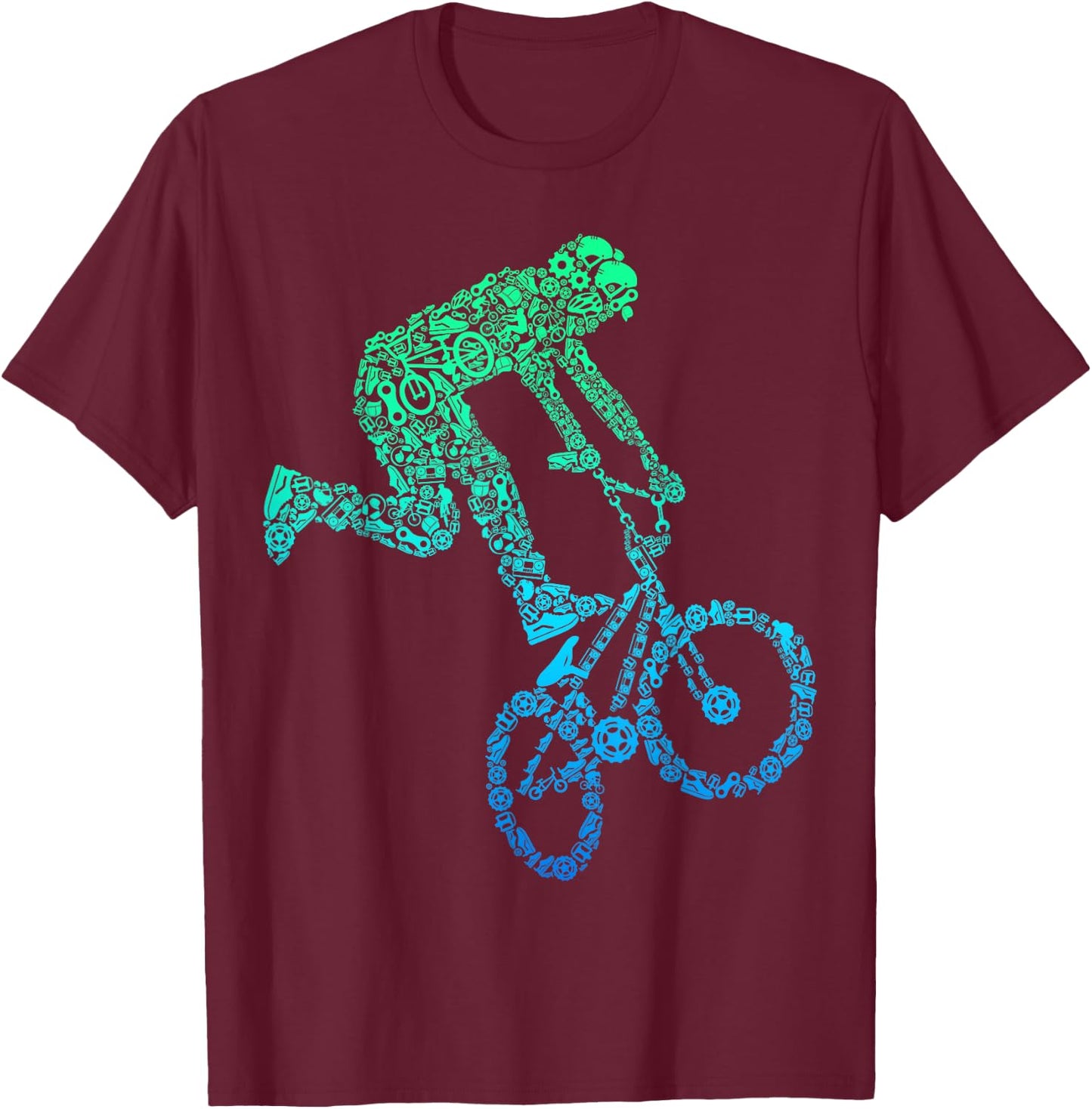 BMX Rider Bike Bicycle Stunt Racing Kids Boys T-Shirt - T-Shirt | Maroon