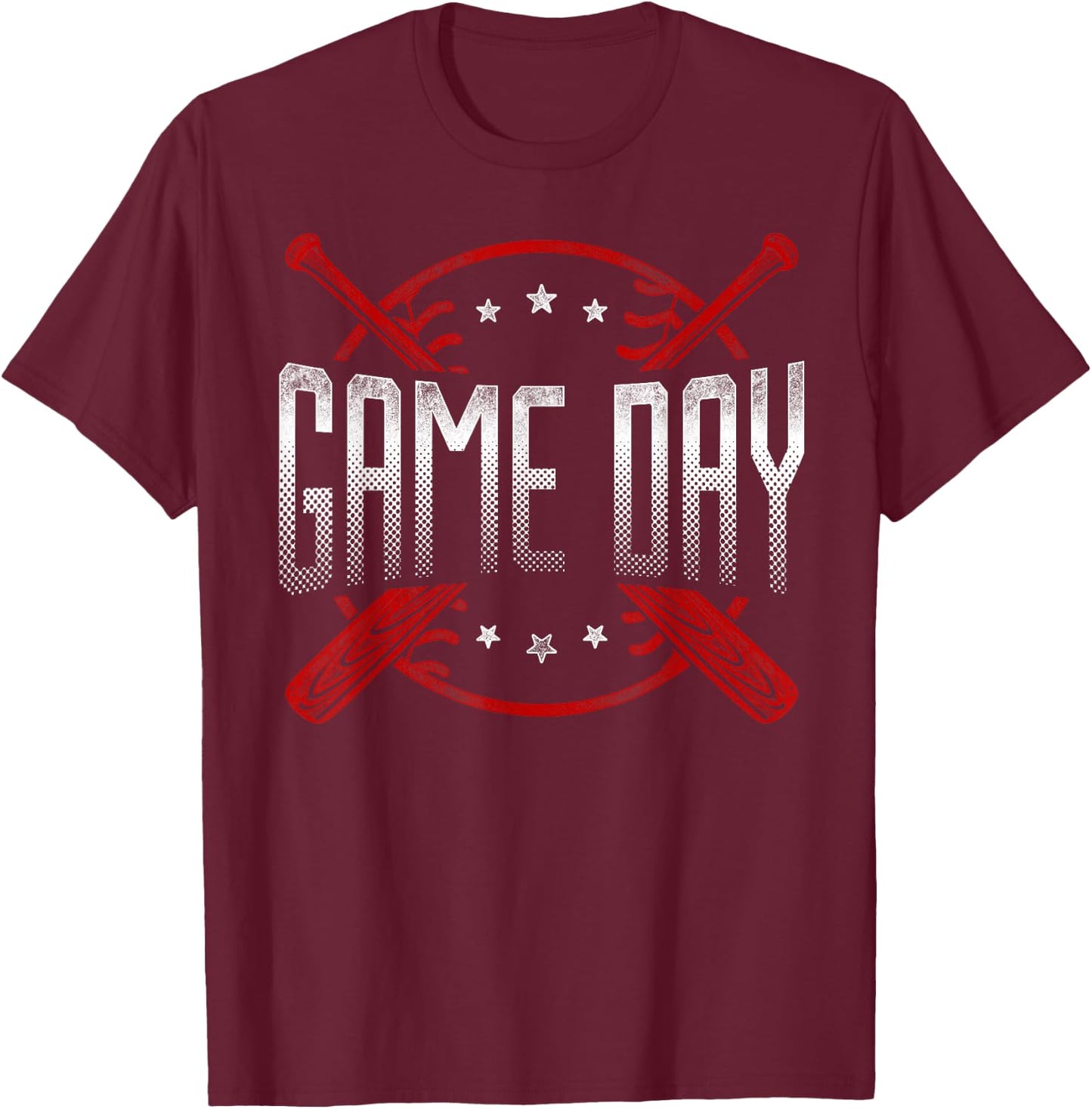 Baseball Fan Vintage Game Day T-Shirt - T-Shirt | Maroon