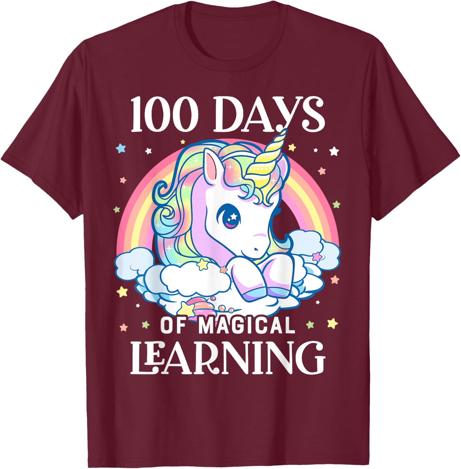 100 Days of School Unicorn Girls Teacher 100th Day of School T-Shirt - T-Shirt | Maroon
