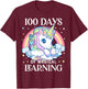 100 Days of School Unicorn Girls Teacher 100th Day of School T-Shirt - T-Shirt | Maroon