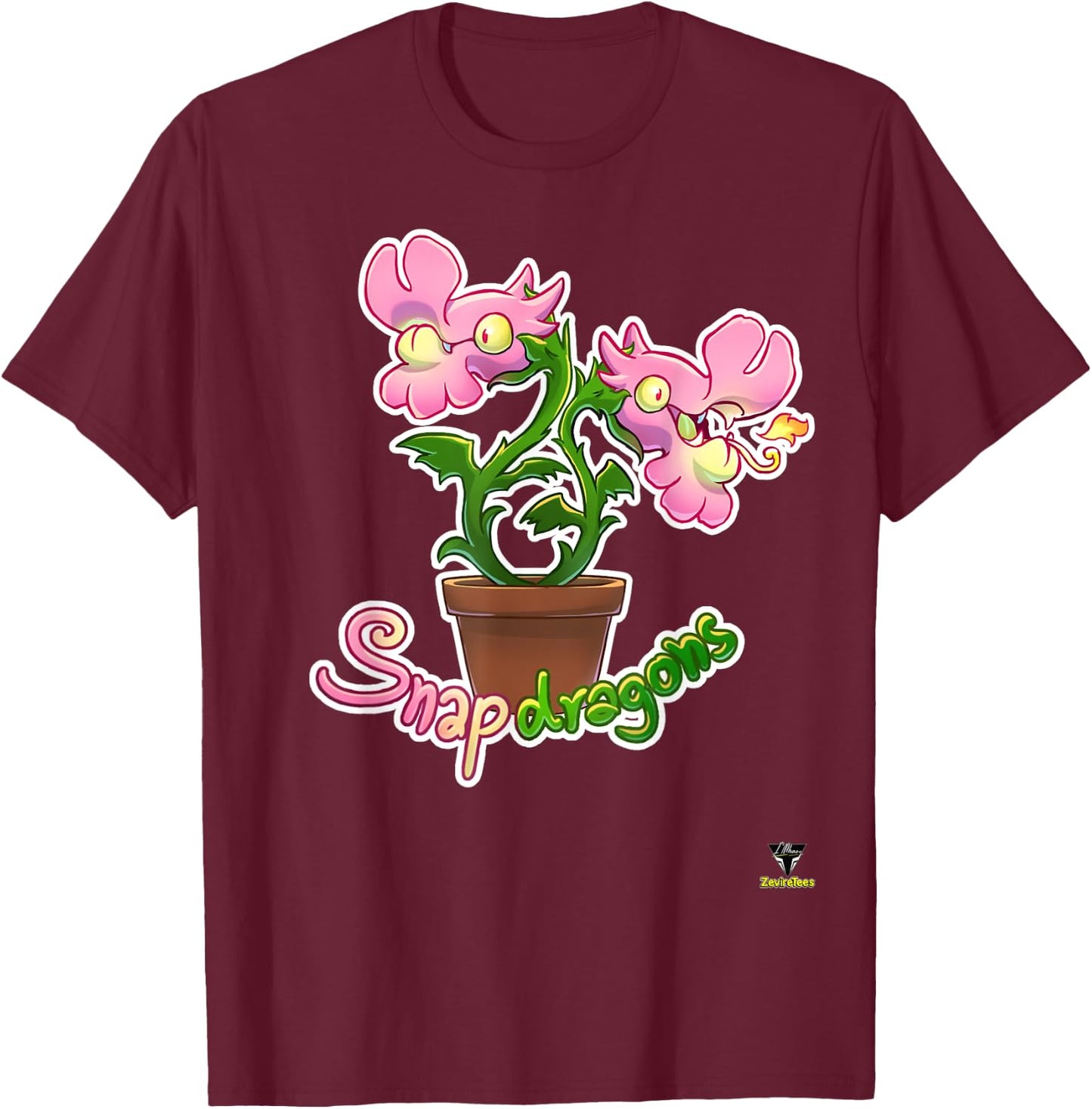Snapdragons - Dragon Flowers T-Shirt - T-Shirt | Maroon