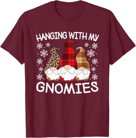 Hanging With My Gnomies Funny Christmas Gnome Men Women Kids T-Shirt - T-Shirt | Maroon