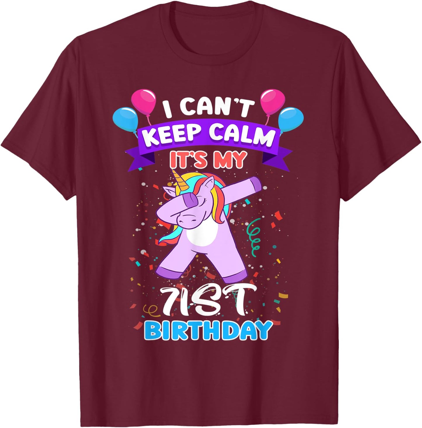 71th Birthday Unicorn Shirt For 71 Years Old Women At Age 71 T-Shirt - T-Shirt | Maroon