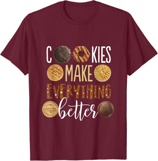 Cookies Make Everything Better Funny Christmas T-Shirt - T-Shirt | Maroon