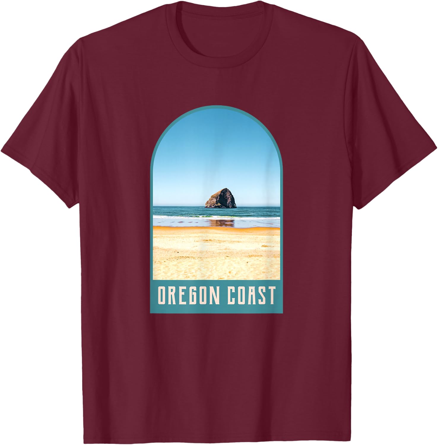Oregon Coast Beach Views-Pacific Northwest Travel T-Shirt - T-Shirt | Maroon