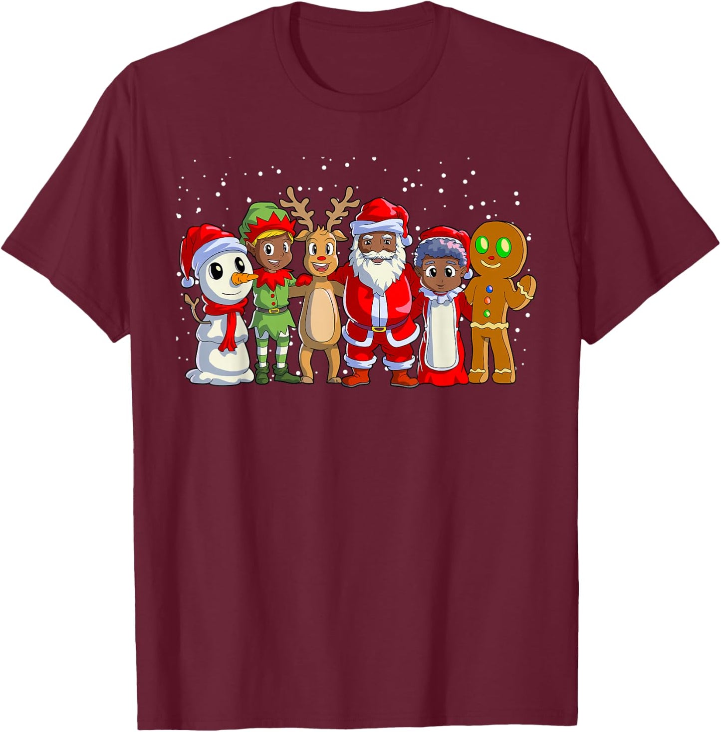 Black Family Christmas Afro African American Santa Xmas T-Shirt - T-Shirt | Maroon