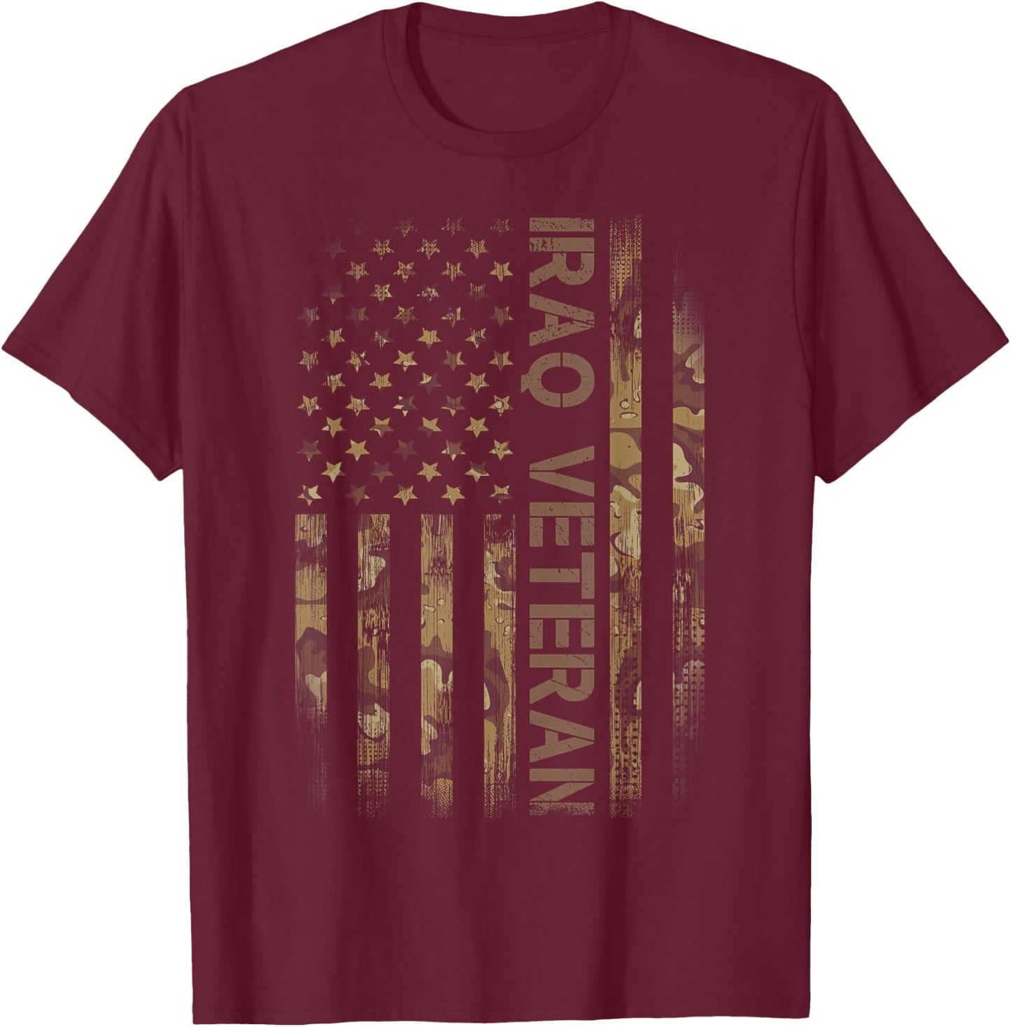 Vintage America Camo Flag Iraq Veteran Camouflage T-Shirt - T-Shirt | Maroon