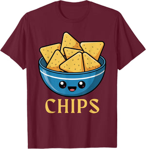 Chips Bowl Salsa Couple Nacho Kawaii Halloween Costume T-Shirt - T-Shirt | Maroon
