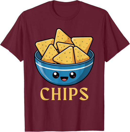 Chips Bowl Salsa Couple Nacho Kawaii Halloween Costume T-Shirt - T-Shirt | Maroon