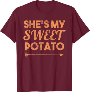 Shes My Sweet Potato I Yam Thanksgiving Matching Couple T-Shirt - T-Shirt | Maroon