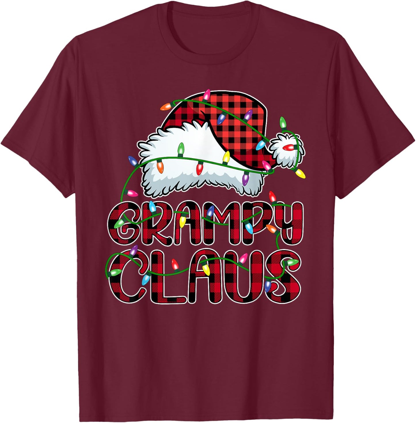Grampy Claus Shirt Christmas Lights Pajama Family Matching T-Shirt - T-Shirt | Maroon