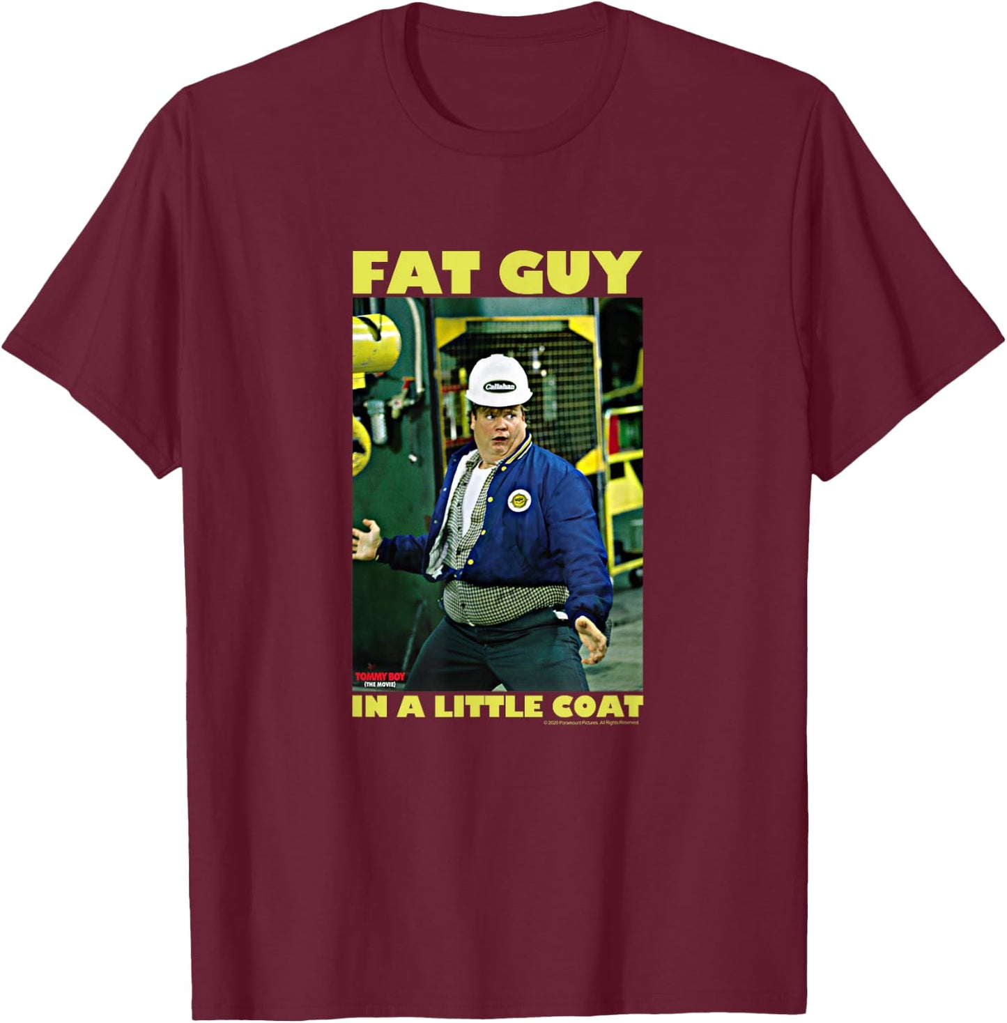 Tommy Boy Fat Guy in a Little Coat T-Shirt - T-Shirt | Maroon