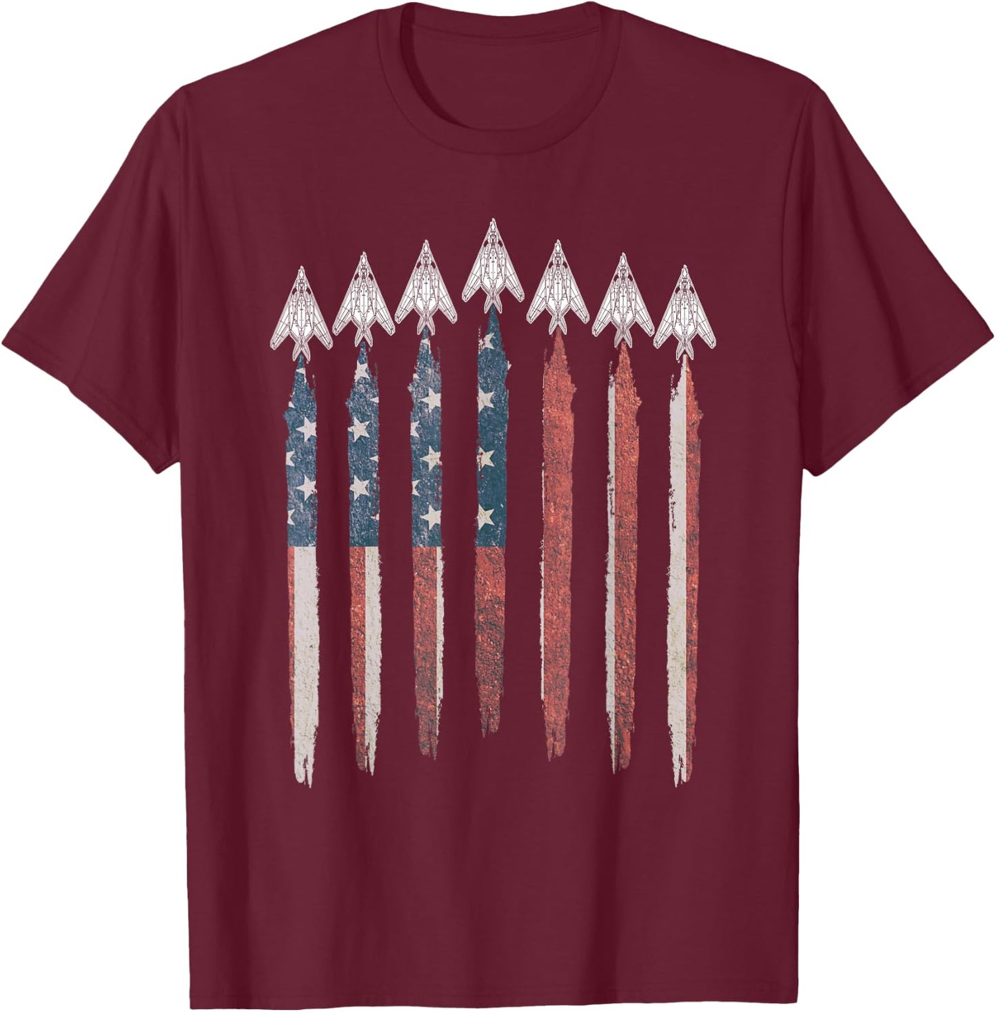 F117 Stealth Fighter Airplane USA Flag Nighthawk 4th Of July T-Shirt - T-Shirt | Maroon