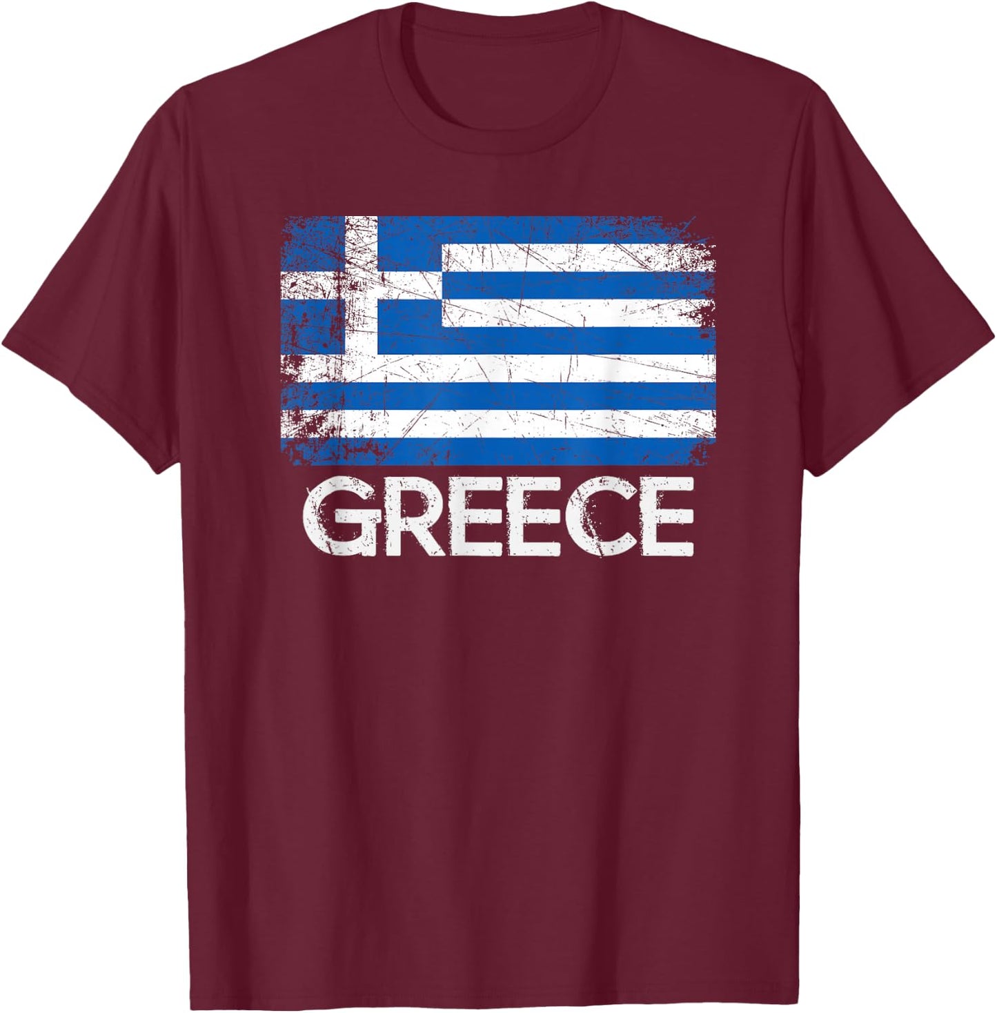Greek Flag | Vintage Made In Greece Gift T-Shirt - T-Shirt | Maroon