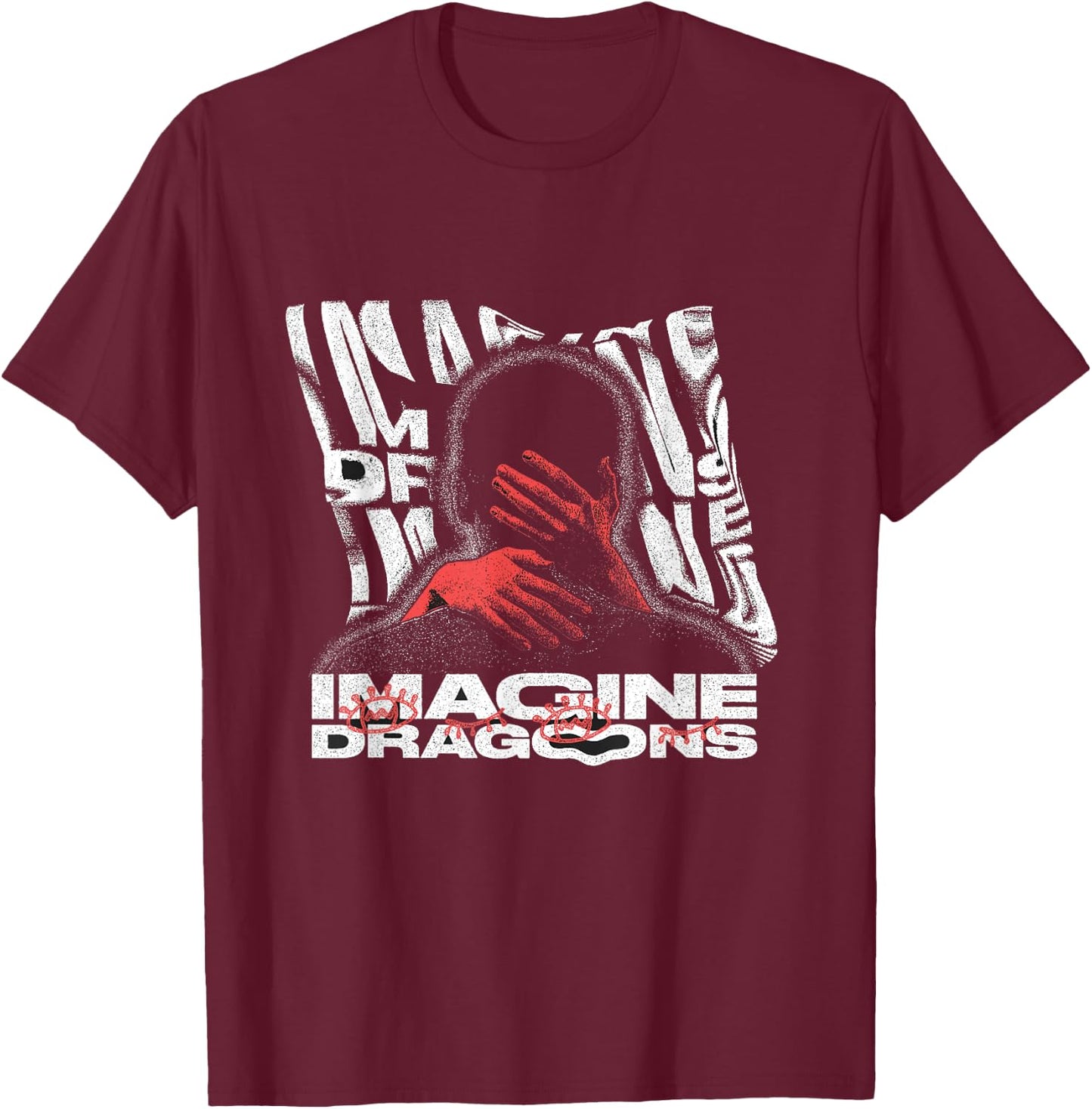 Official Imagine Dragons Exclusive Warp Hands T-Shirt - T-Shirt | Maroon