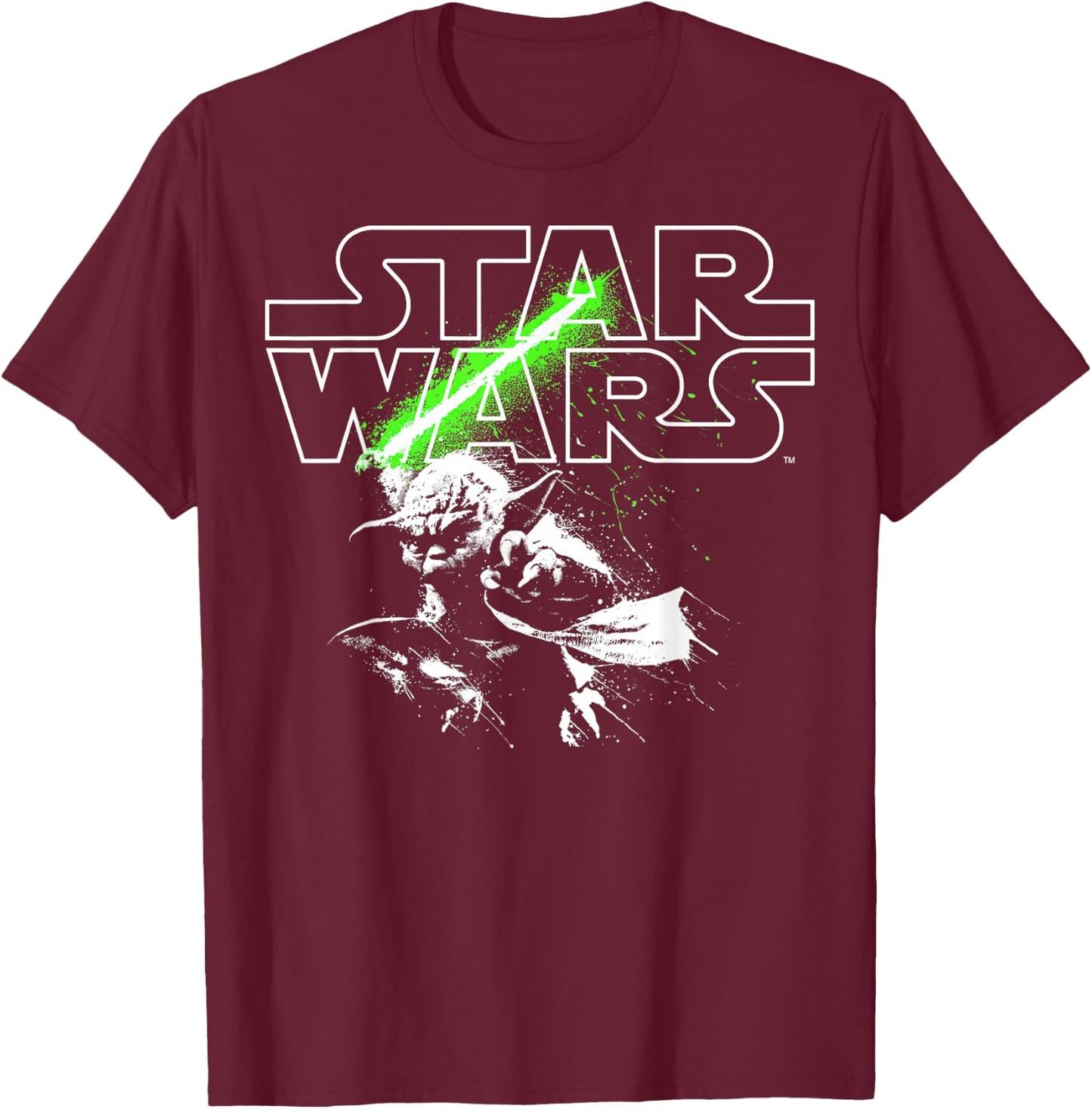Star Wars Yoda Lightsaber Logo T-Shirt - T-Shirt | Maroon
