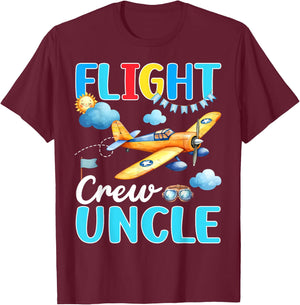 Flight Crew Uncle Birthday Squad Airplane Matching Family T-Shirt - T-Shirt | Maroon
