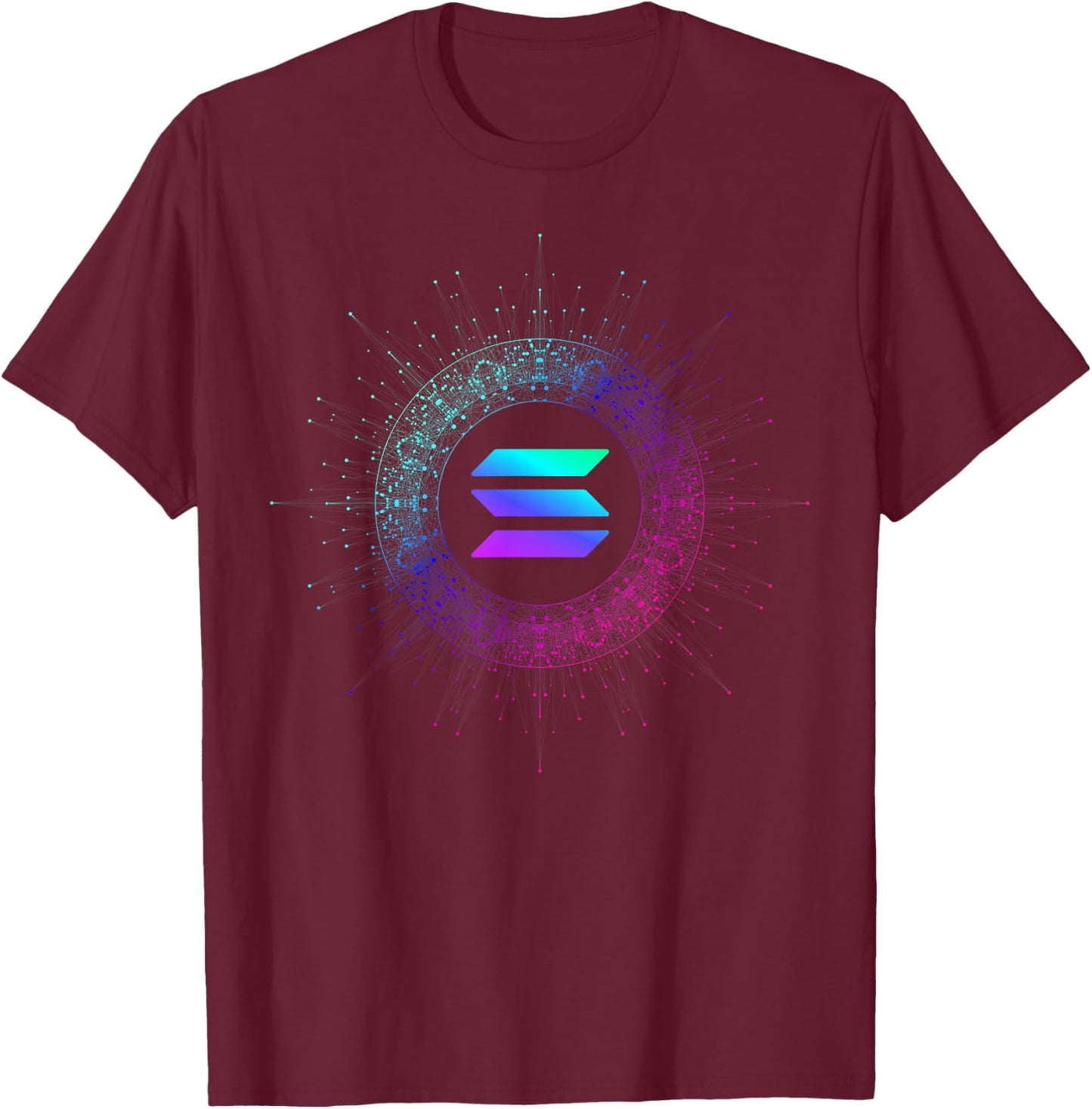 Abstract Solana SOL Logo Blockchain Coin | Colorful Solana T-Shirt - T-Shirt | Maroon