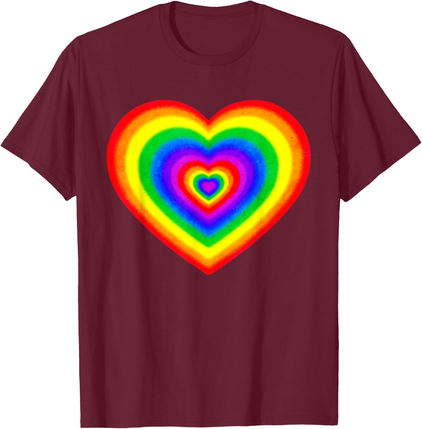 Kidcore Aesthetic Rainbow Heart Tie Dye 80s 90s Retro T-Shirt - T-Shirt | Maroon