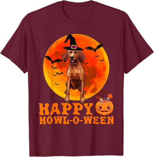 Funny Redbone Coonhound Dog Halloween Happy Howl-o-ween Women T-Shirt - T-Shirt | Maroon