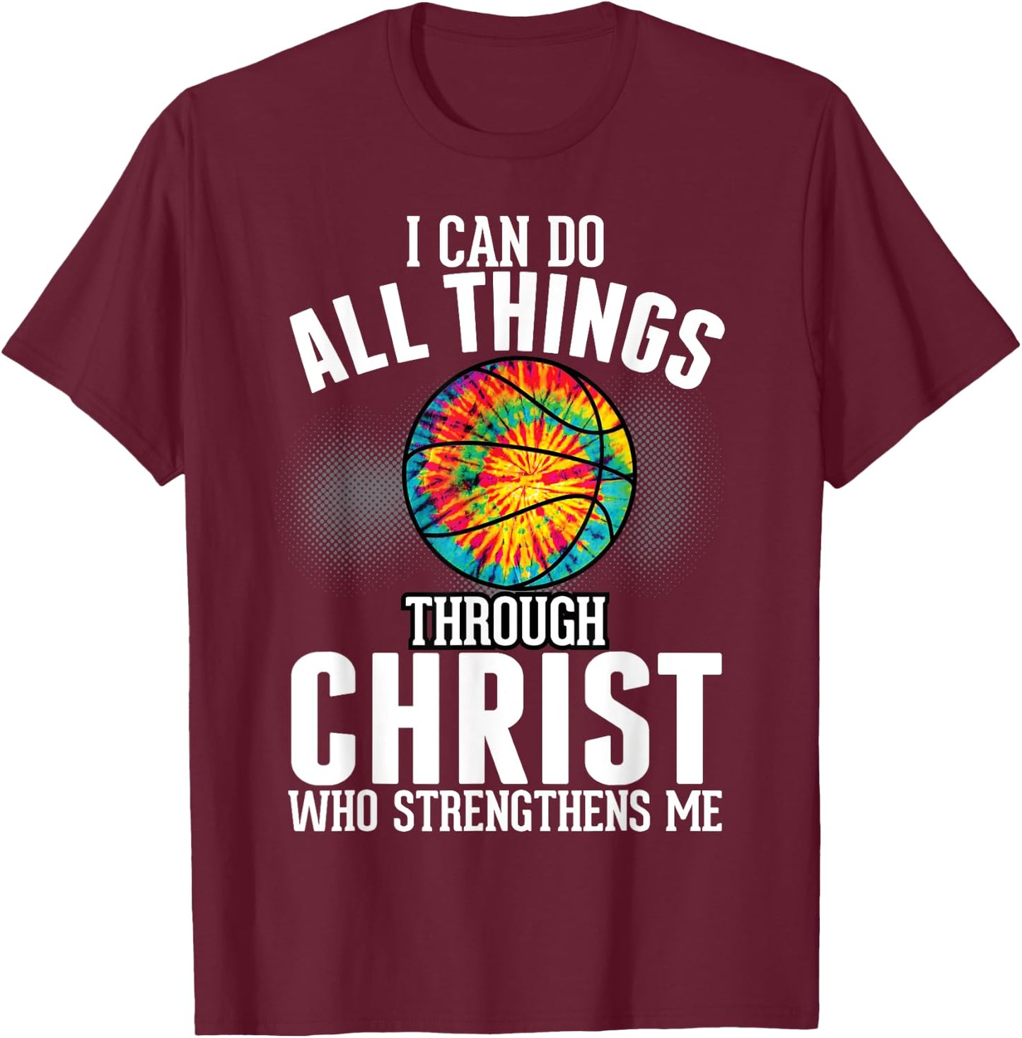 Christian Basketball Fun Men Boys Kids Religious Bible Verse T-Shirt - T-Shirt | Maroon