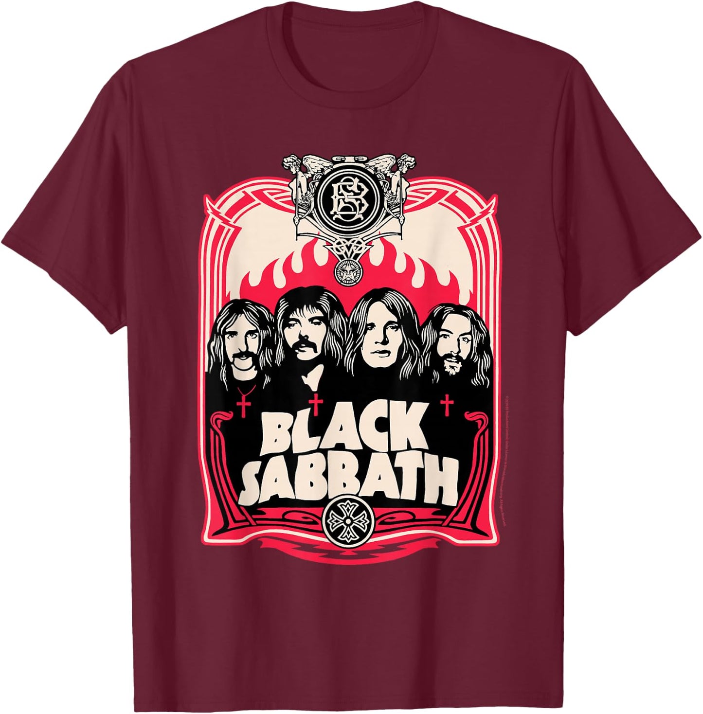 Black Sabbath Official Red Flames T-Shirt - T-Shirt | Maroon