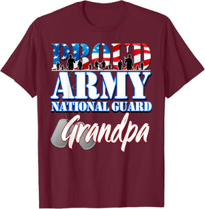 Proud Army National Guard Grandpa Grandparents Day Shirt Men T-Shirt - T-Shirt | Maroon