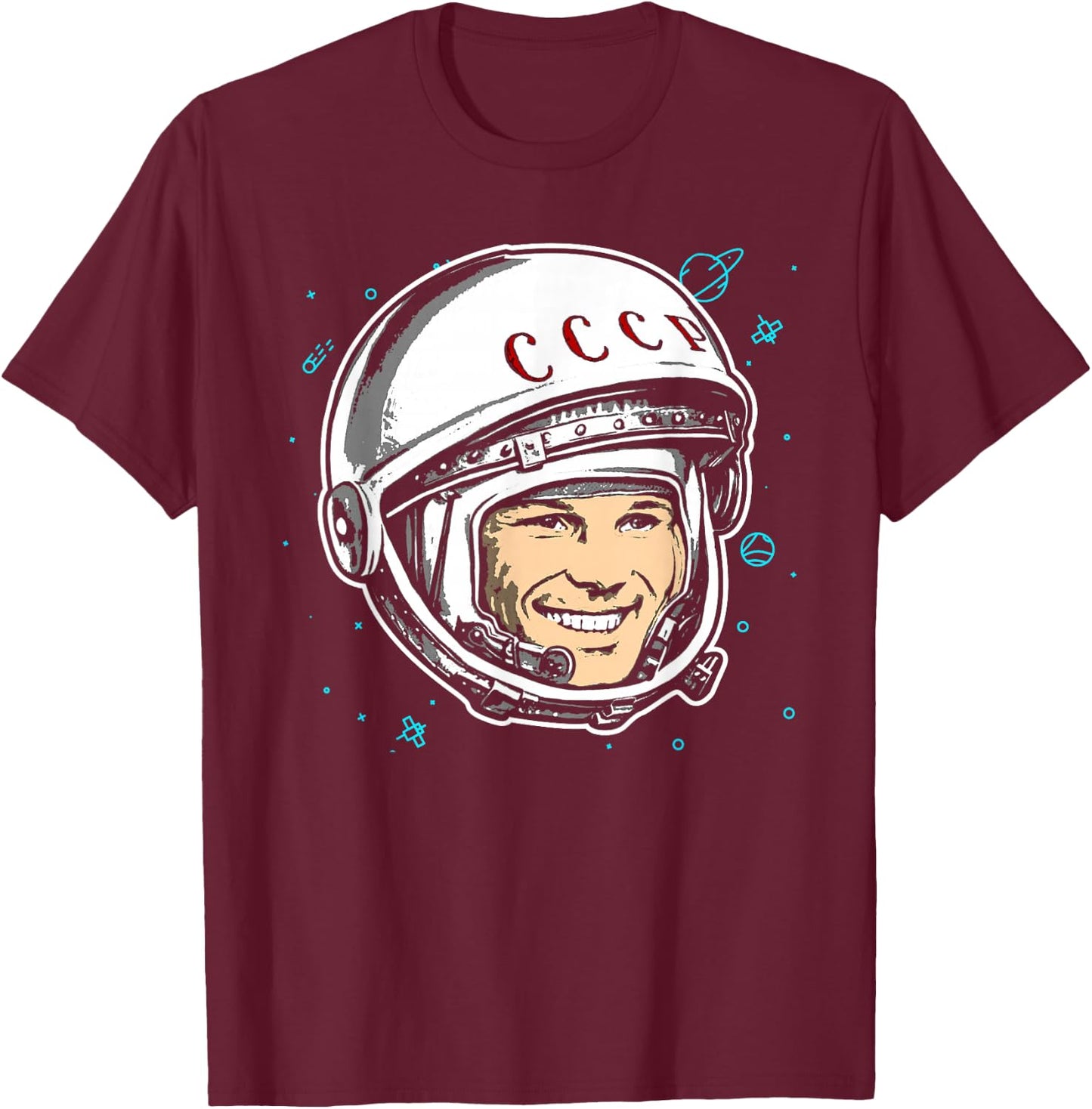 Yuri Gagarin Cosmonaut Space Flight Soviet Union USSR Russia T-Shirt - T-Shirt | Maroon