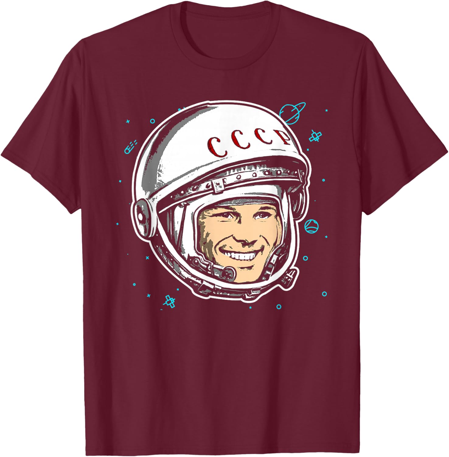 Yuri Gagarin Cosmonaut Space Flight Soviet Union USSR Russia T-Shirt - T-Shirt | Maroon