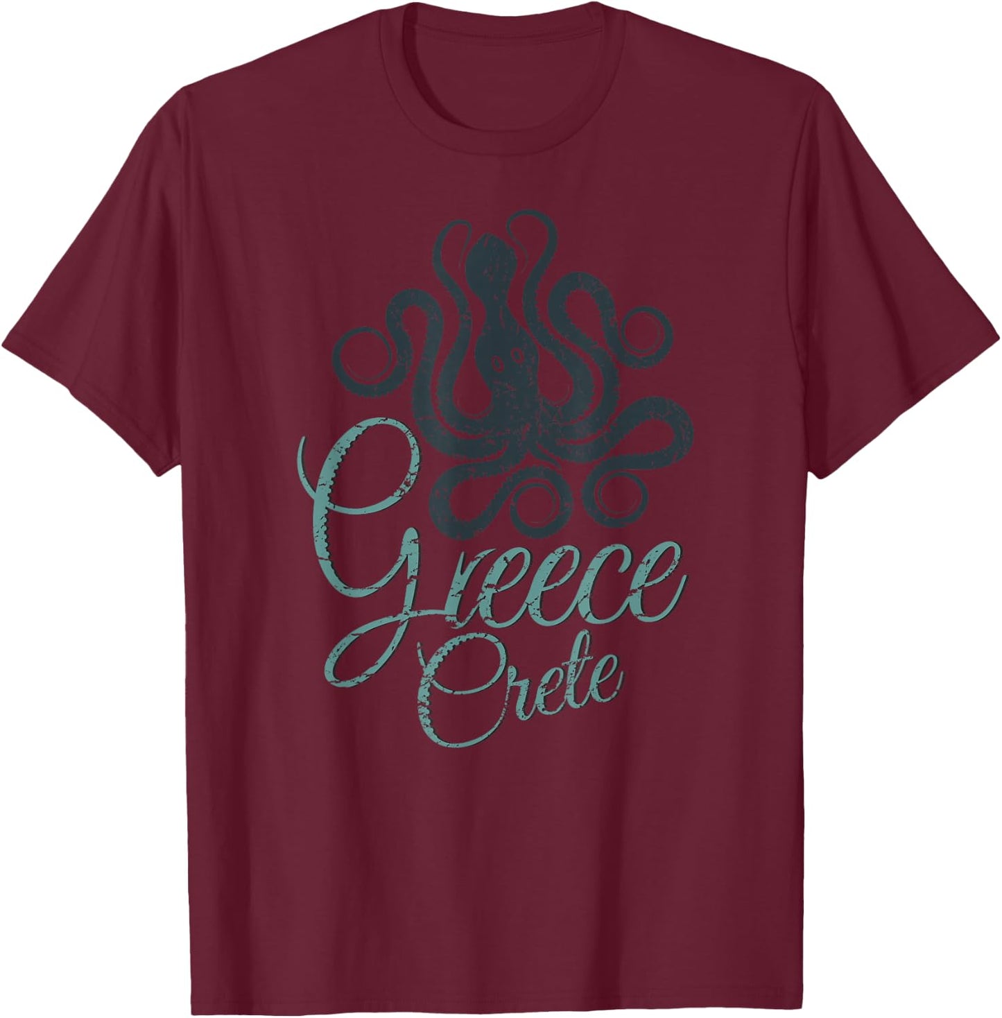 Octopus Greece Crete T Shirt T-Shirt - T-Shirt | Maroon